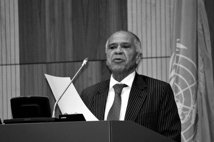 Alfonso Gómez Méndez, ministro de Justicia de Colombia, durante su intervención ayer en el plenario de la Comisión de Narcóticos de la ONU, en Viena (Austria). /Foto: Luis Lidón, Efe