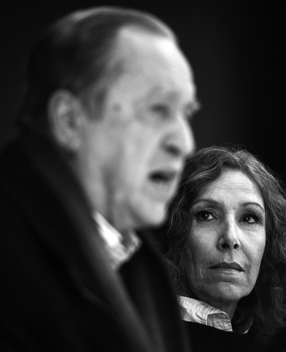 José Díaz y Constanza Moreira, ayer, en la sede del PIT-CNT. / Foto: Nicolás Celaya