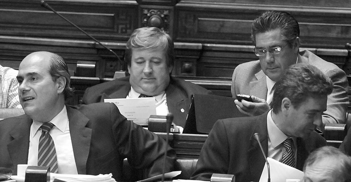 Pablo Abdala, Ricardo Planchón, José Andrés Arocena y Gerardo Amarilla en la Cámara de Diputados. / (archivo, febrero de 2012) · Foto: Nicolás Celaya