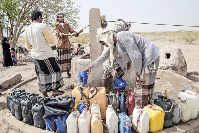 Pozo de agua en un campamento en la aldea de Hays, en la provincia occidental de Hodeida, en Yemen, el 17 de mayo.