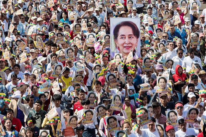 Manifestación a favor de Aung San Suu Kyi, el 10 de diciembre del 2019 · Foto: AFP