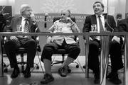 Danilo Astori, José Mujica y Mario Bergara, ayer, en la sede del Ministerio de Economía y Finanzas. / 