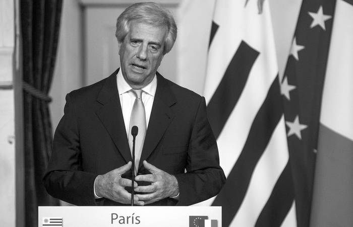 Tabaré Vázquez, el miércoles, en el Palacio del Elíseo, en París. Foto: Etienne Laurent, Efe