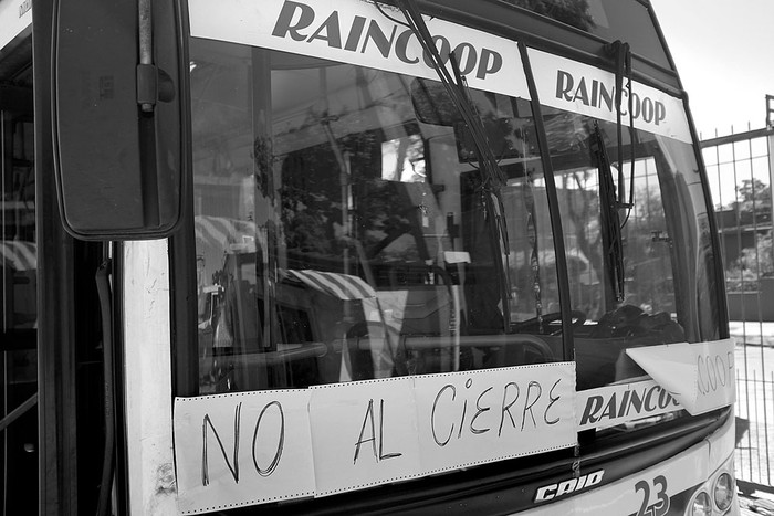 Movilización de cooperativistas de Raincoop, el miércoles. Foto: Pablo Vignali