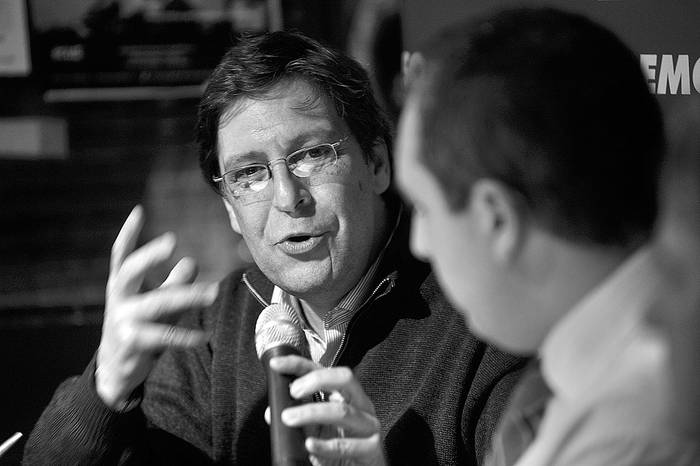 Javier Miranda y Pablo Ferreri, ayer, en el bar Los Girasoles. Foto: Federico Gutiérrez