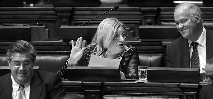 Graciela Bianchi durante la interpelación a María Julia Muñoz, ayer, en la Cámara de Diputados. Foto: Santiago Mazzarovich