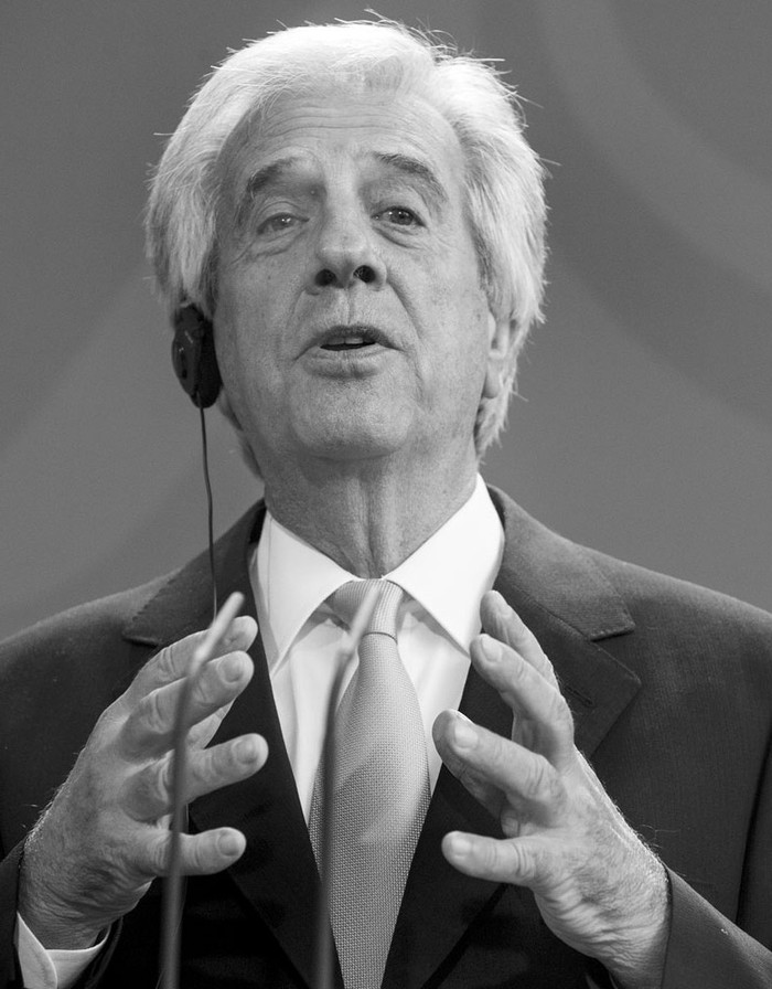 Tabaré Vázquez, durante una conferencia de prensa en Berlín, Alemania. Foto: Odd Andersen, AFP