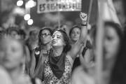 Movilización feminista en el Centro de Montevideo. Foto: Andrés Cuenca (archivo, febrero de 2017)