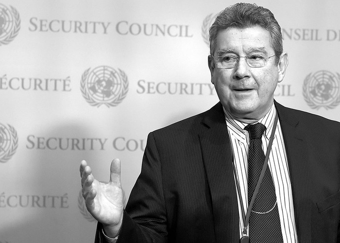 Elbio Rosselli, embajador de Uruguay en el Consejo de Seguridad de la Organización de las Naciones Unidas. Foto: Timoteo A Alary, AFP (archivo, enero de 2016)