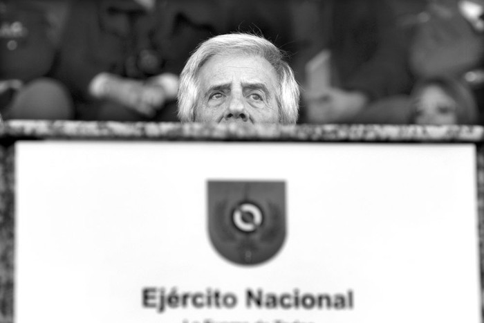 Tabaré Vázquez, en la conmemoración del Día del Ejército, el 18 de mayo. Foto: Andrés Cuenca