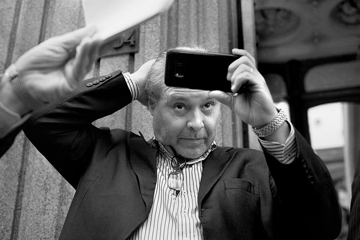 Pablo Iturralde, diputado del Partido Nacional, antes de una rueda de prensa, previo a la sesión del directorio, ayer, en la casa del partido. Foto: Pablo Vignali