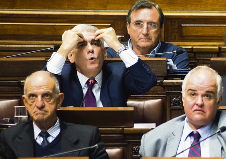 Rodrigo Goñi, ayer, durante la sesión de la Cámara de Diputados que votó la ayuda a Pili. · Foto: Andrés Cuenca Rodrigo Goñi, ayer, durante la sesión de la Cámara de Diputados que votó la ayuda a Pili. · Foto: Andrés Cuenca