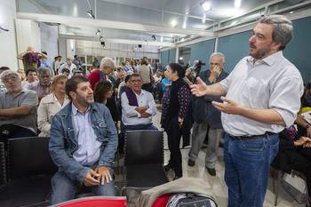 Fernando Pereira y Mario Bergara, ayer, en La Huella de Seregni. Fernando Pereira y Mario Bergara, ayer, en La Huella de Seregni.