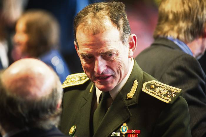 El comandante del Ejército, Guido Manini Ríos, en el edificio anexo del Palacio Legislativo.
 · Foto: Federico Gutiérrez