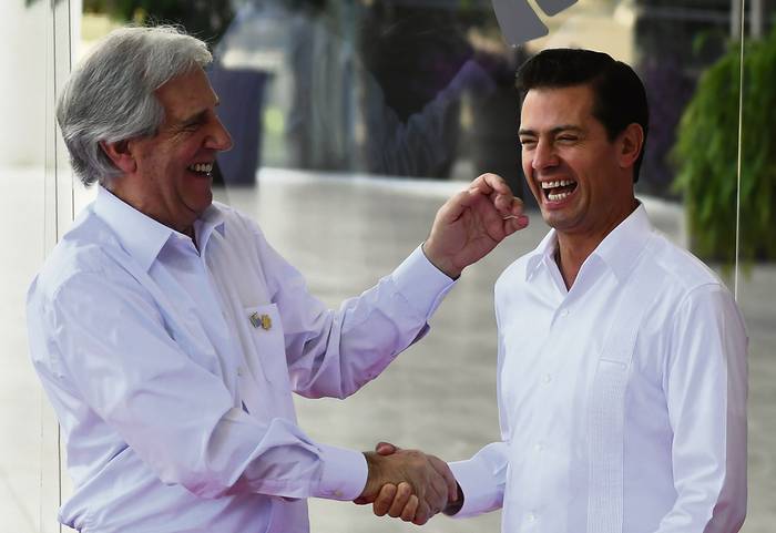 Los presidentes Tabaré Vázquez y Enrique Peña Nieto durante la cumbre de la Alianza del Pacífico en Puerto Vallarta, estado de Jalisco, México. Afp · Foto: Alfredo Estrella