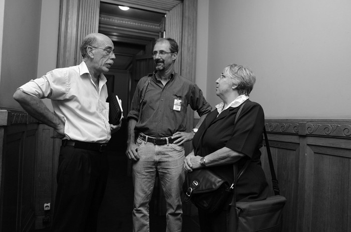 Rodolfo Silveira, Pablo Chilibroste y María Antonia Grompone, ayer, en el Palacio Legislativo. · Foto: Pedro Rincón