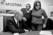 Alberto Breccia, Francisco Beltrame y Graciela Muslera, ayer en la sede del MVOTMA.