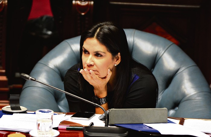 Verónica Alonso, durante una interpelación al canciller Nin Novoa. Foto: Iván Franco (archivo, octubre de 2015)