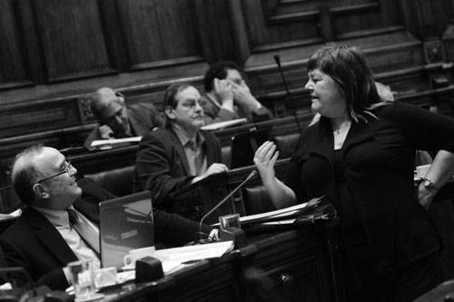 Daisy Tourné y Gustavo Cersósimo, ayer en la Cámara de Diputados. Foto: Nicolás Celaya