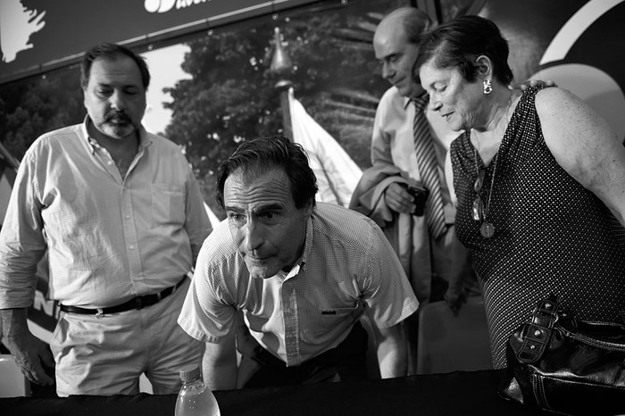 Jorge Gandini, Álvaro Garcé, Pablo Abdala y Matilde Rodríguez, ayer, en el plenario de la Lista 250. Foto: Nicolás Celaya