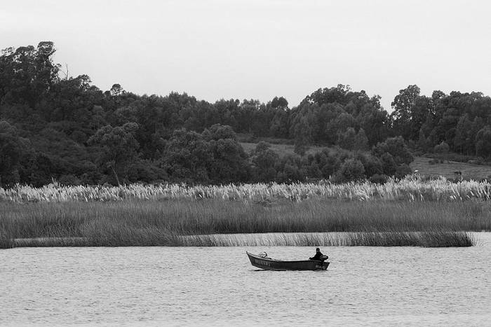 Río Santa Lucía, ayer, cerca de Santiago Vázquez. Foto: Sandro Pereyra