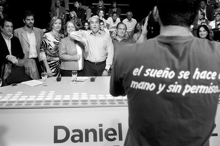 Acto “Por el mejor Montevideo inclusivo, cultural y seguro”, en el marco de la campaña electoral de Daniel Martínez, ayer, en el Museo del Carnaval. Foto: Pablo Vignali