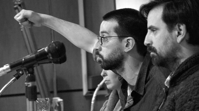 Marcelo Bérgolo y Milton Silveira, ayer, en la Facultad de Ciencias Económicas. Foto: Virginia Martínez Díaz