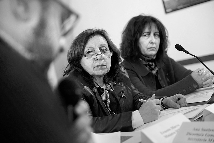 Charles Carrera, Ana Olivera y Mariella Mazzotti, en el lanzamiento del Congreso Nacional de Género, el viernes, en el Ministerio de Trabajo y Seguridad Social. Foto: Santiago Mazzarovich