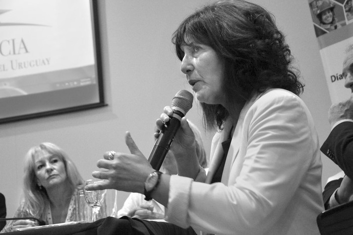 Mariella Mazzotti durante el acto oficial “Más igualdad, compromiso de Estado. Punto final a la violencia de género”, ayer, en la Torre Ejecutiva. Foto: Virginia Martínez Díaz