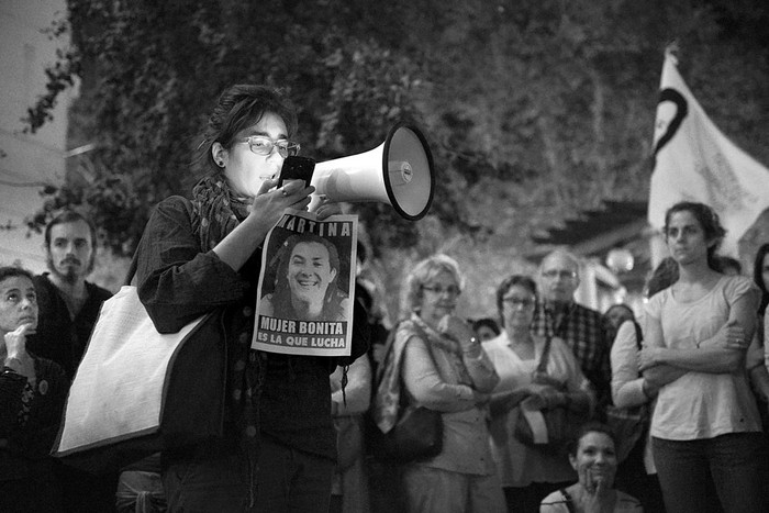 Concentración a tres años del asesinato de Martina Piazza, ayer, frente a la Suprema Corte de Justicia. Foto: Andrés Cuenca