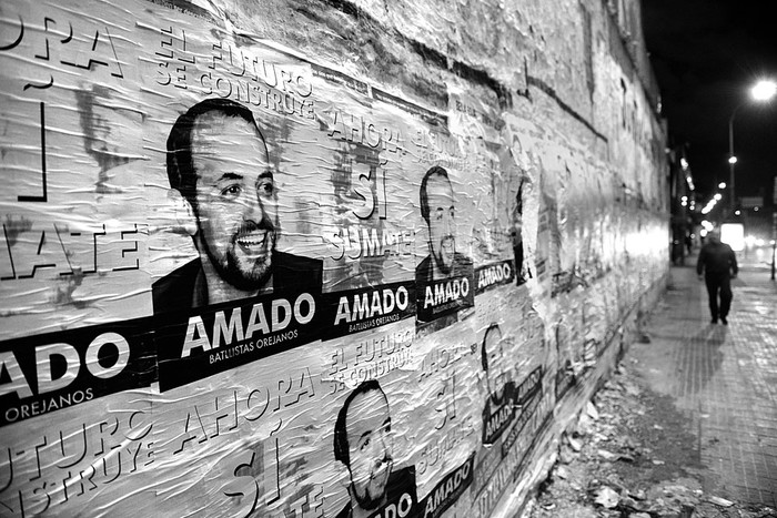 Propaganda de Fernando Amado, ayer, en Avenida Italia. Foto: Andrés Cuenca