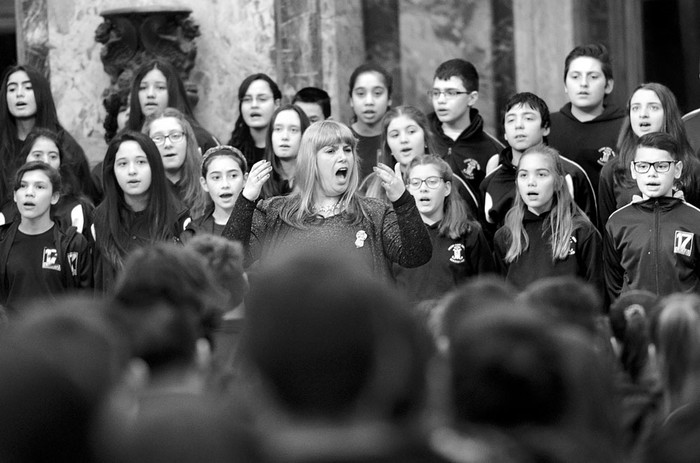 Acto de Jura de la Bandera, ayer, en el salón de los Pasos Perdidos. Foto: Pablo Vignali