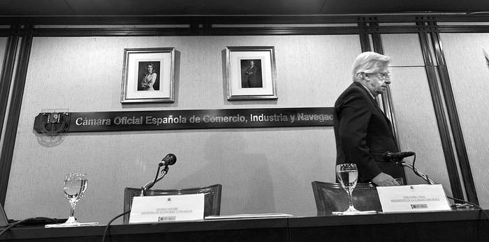 Danilo Astori, ayer, en la Cámara Oficial Española de Comercio, Industria y Navegación. Foto: Federico Gutiérrez