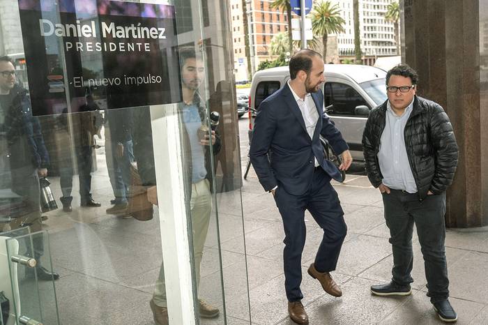 Fernando Amado y Leonardo Borges asisten a una reunión con Daniel Martínez este martes · Foto: Federico Gutiérrez