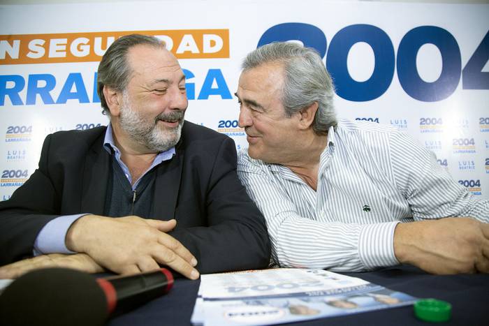 Jorge Gandini y Jorge Larrañaga, ayer, en el lanzamiento de la lista 2004. · Foto: .