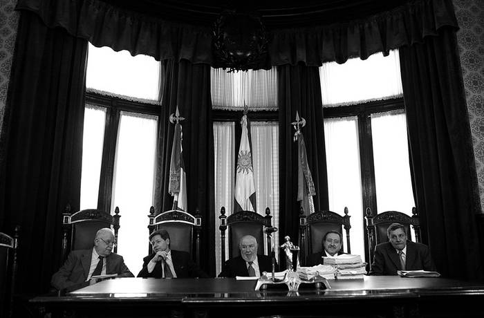 Los ministros de la Suprema Corte de Justicia, durante la audiencia realizada el miércoles. · Foto: Pedro Rincón