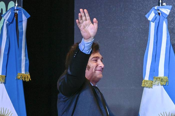 El presidente argentino, Javier Milei, durante la campaña electoral (archivo, noviembre de 2023). · Foto: Luis Robayo, AFP