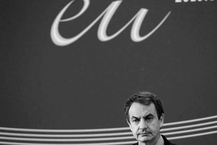 El presidente español, José Luis Rodríguez Zapatero, durante la rueda de prensa al término de la cumbre Unión Europea-Comunidad Andina, el 19 de mayo.  · Foto: Efe, Juanjo Martín