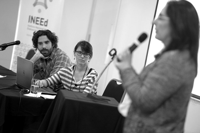 Darío Padula, María Eugenia Panizza y Carmen Haretche durante la presentación del informe sobre la dimensión socioemocional en los desempeños en las pruebas PISA 2012, ayer, en el Laboratorio Tecnológico del Uruguay. Foto: Santiago Mazzarovich