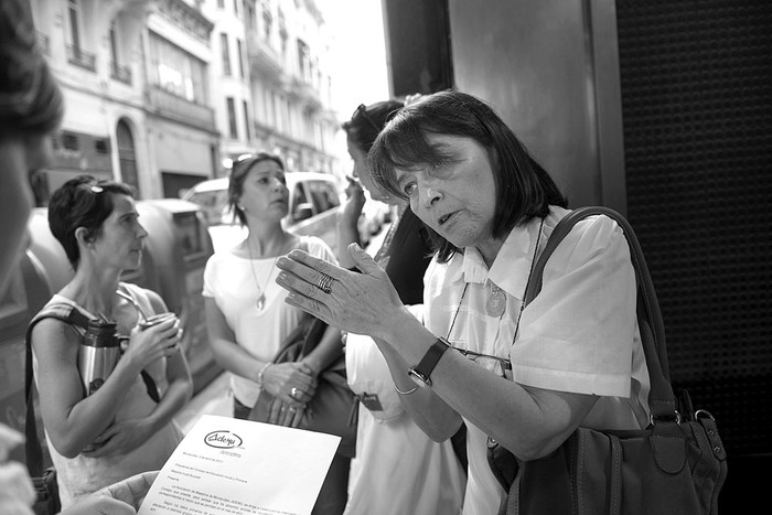 Daysi Iglesias, dirigente de la Asociación de Maestros del Uruguay, ayer, en el Consejo de Educación Inicial y Primaria. Foto: Andrés Cuenca