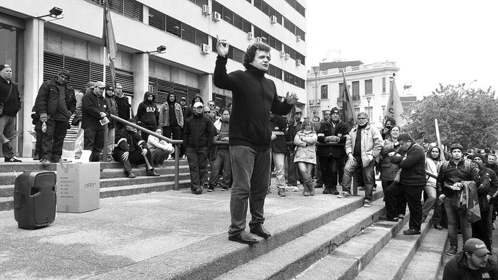 Gustavo Ricci en una movilización de FFOSE. Foto: s/d de autor (archivo, agosto de 2016)