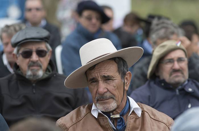 Eduardo Núñez, referente del Sipes, el lunes, en Puntas de Valentín, Salto.  · Foto: Sandro Pereyra