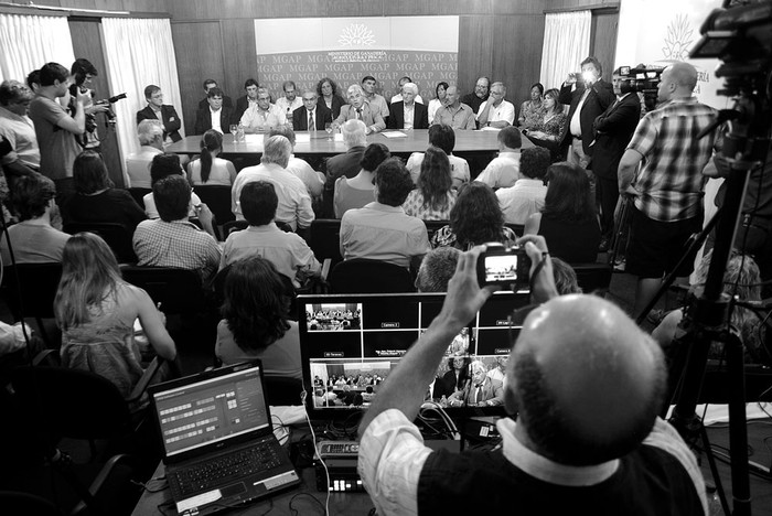 Presentación del equipo de trabajo para el nuevo período de gobierno, ayer, en el Ministerio de Ganadería, Agricultura y Pesca.
Foto: Mauricio Kühne