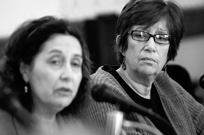 Mariella Mazzotti y Marina Arismendi, ayer, en la Comisión de Población, Desarrollo e Inclusión
de la Cámara de Senadores.Foto: Pablo Vignali