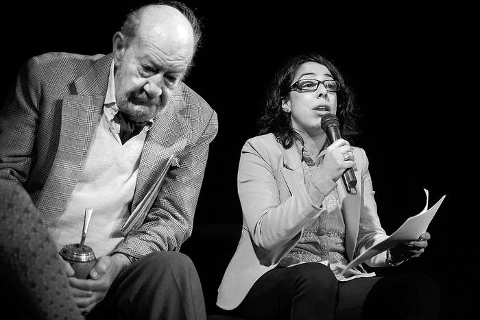 Marcelo Viñar y Carmen Rodríguez, ayer, en el Centro Cultural de España. Foto: Pablo Vignali