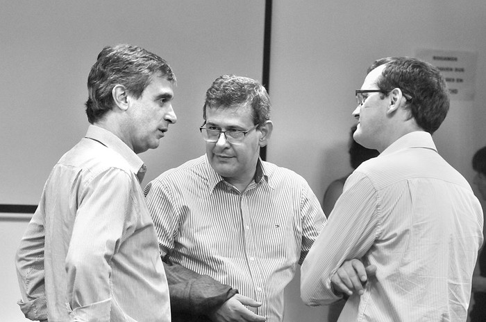 Álvaro García, Jorge Díaz y Guillermo Moncecchi, el viernes, en el Consejo Nacional de Género. Foto: Federico Gutiérrez