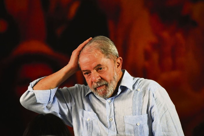 Luiz Inácio Lula da Silva durante una campaña para presentar la candidatura presidencial de Lula, el jueves, en la sede de la Central Única de Trabajadores, en San Pablo, Brasil. Foto: Nelson Almeida, AFP
