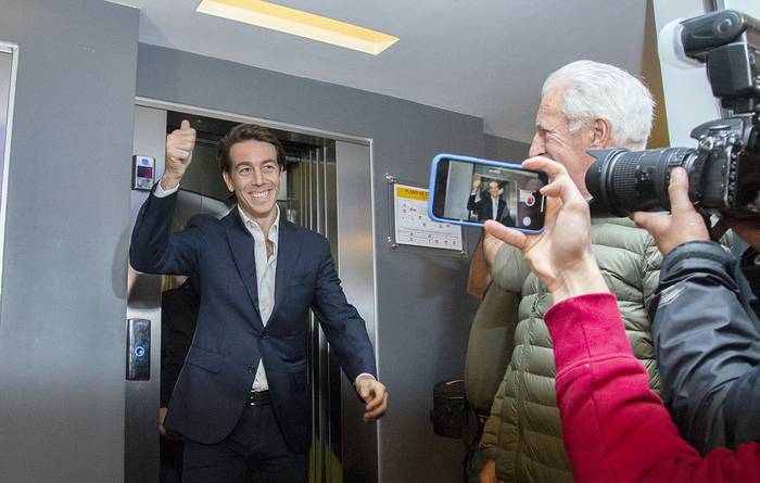 Juan Sartori, ayer, en su comando de campaña. · Foto: Alessandro Maradei