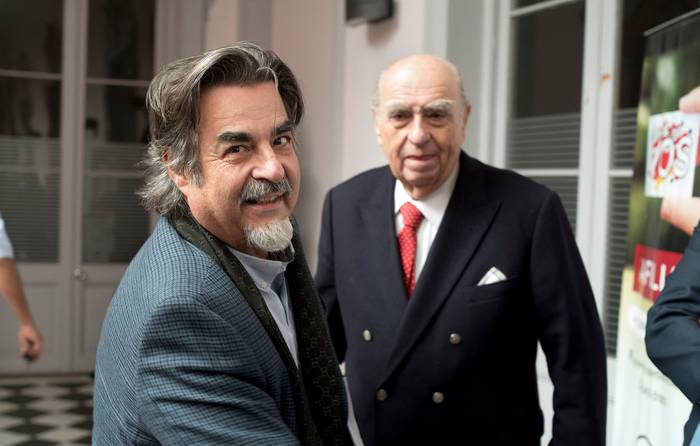 Gustavo Zubía y Julio María Sanguinetti, en la Casa del Partido Colorado (archivo, mayo de 2019).
 · Foto: Ricardo Antúnez, adhocFOTOS