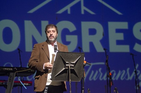 Fernando Pereira durante la inauguración del Congreso del PIT CNT, el 24 de mayo, en el teatro el Galpón. · Foto: Alessandro Maradei Fernando Pereira durante la inauguración del Congreso del PIT CNT, el 24 de mayo, en el teatro el Galpón. · Foto: Alessandro Maradei